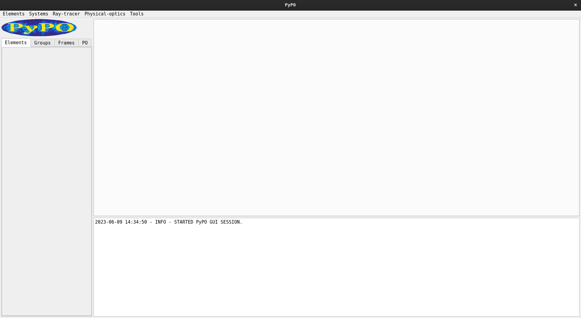 A blank GUI window at startup